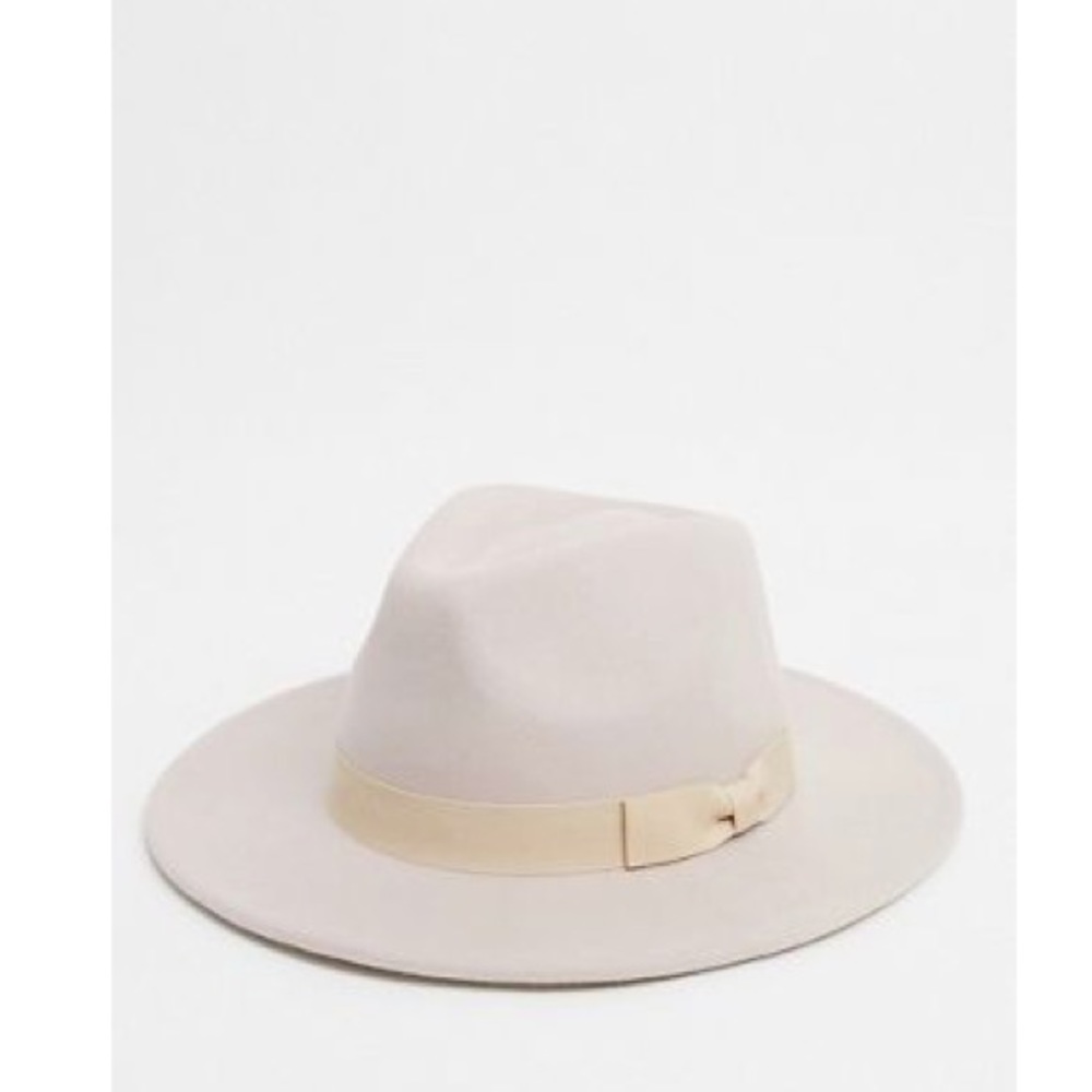ASOS DESIGN felt fendora hat in camel with matching band